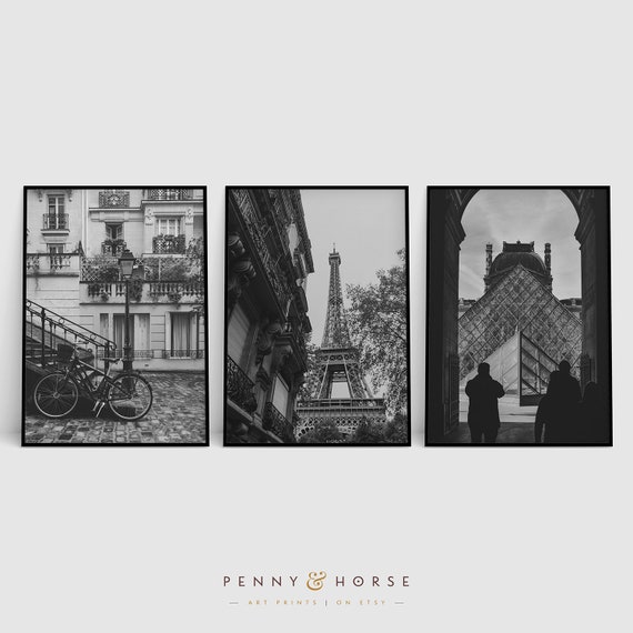 Paris Architecture Print Set, Home Wall Art, Photography, Black and White, Wall Decor, Digital Download, Landmark Decor, Printable Art