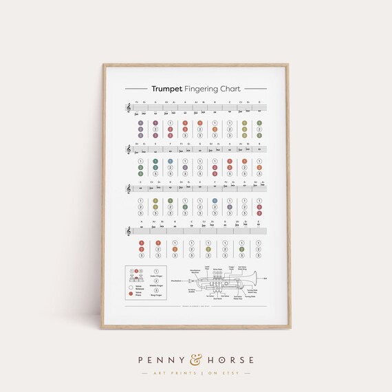 Trumpet Fingering Chart Notes Diagram Fingering Positions Etsy