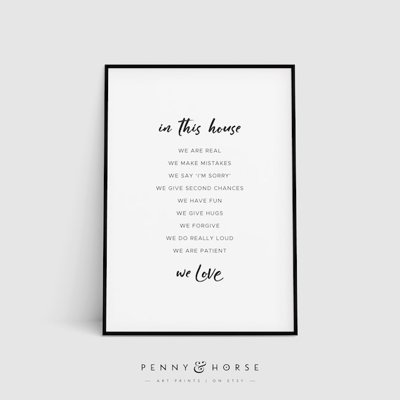 In This House We Are Real Family Wall Decor, Printable Living Room Decor, Inspirational Wall Decor, Family Quote Art, Printable House Gift