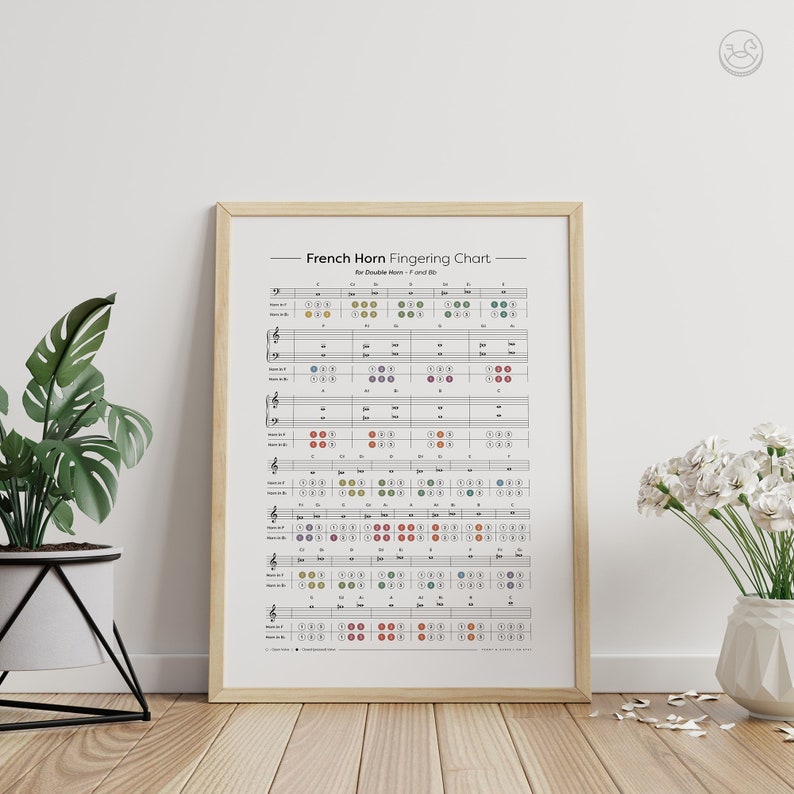 French Horn Fingering Chart Note Diagram Fingering Etsy UK