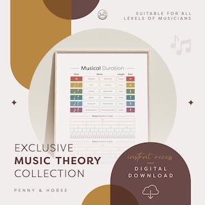 Music Note Duration Chart: Music Theory Lesson (Printable Download)