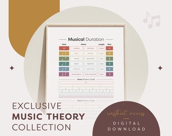 Tabla de duración de notas musicales: Lección de teoría musical (Descarga imprimible)