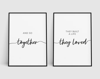 Together They Built a Life 2 Print Set, Life They Loved Wall Decor, Bedroom Wall Art, Family Room Print, Couples Gift Idea, Printable Art