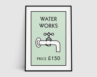 Retro Water Works Print: Monopoly Inspired Bathroom Art (Digital Download)