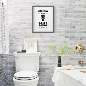 Funny Bathroom Wall Decor, Printable Art, Kids Bathroom Decor, Please ...