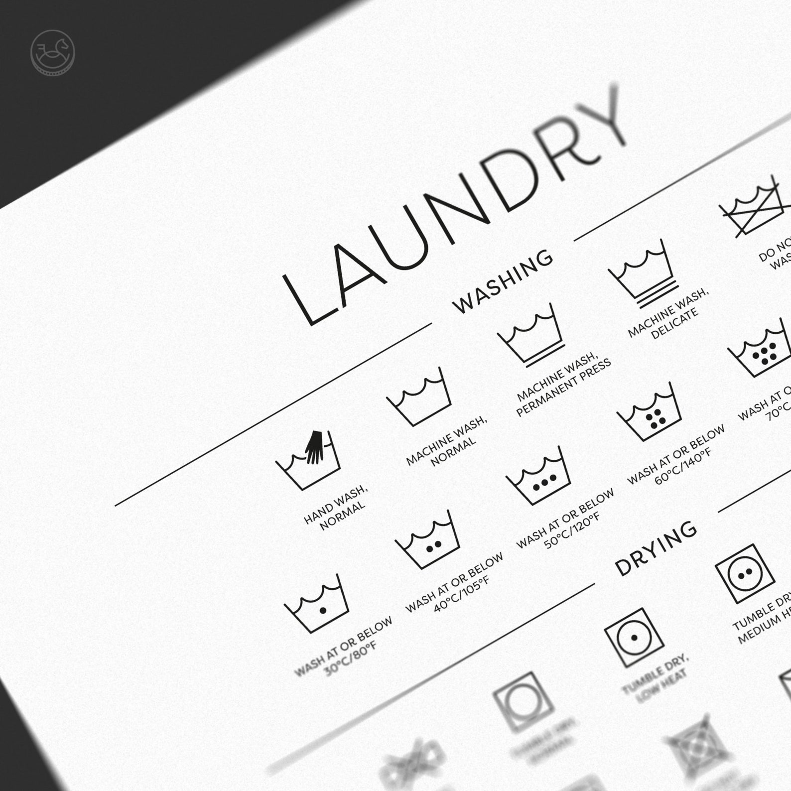 Laundry Room Symbols Guide, Printable Minimal Wall Art, Laundry Art ...