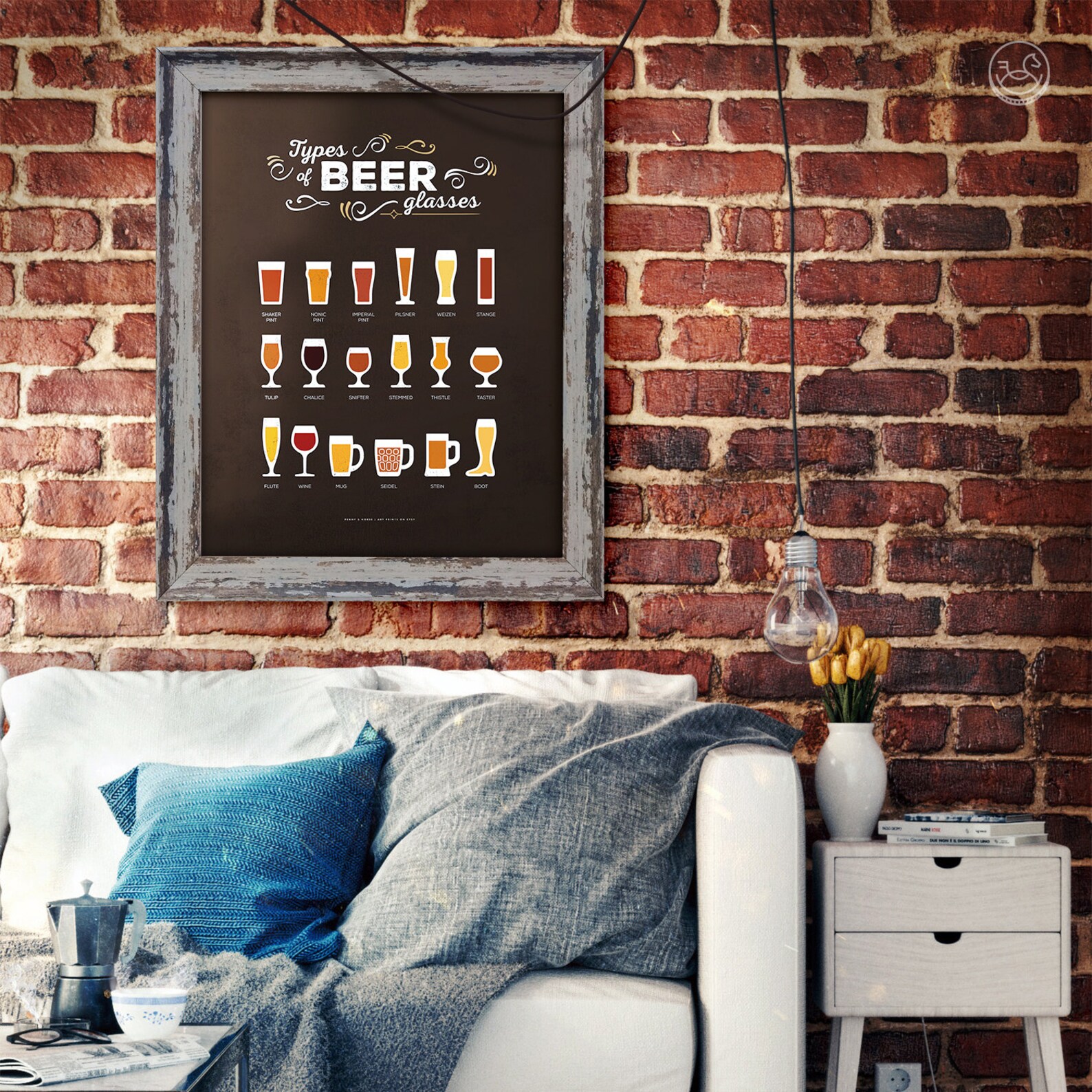 Beer Glasses Poster Types of Beer Glasses Print Man Cave Etsy UK