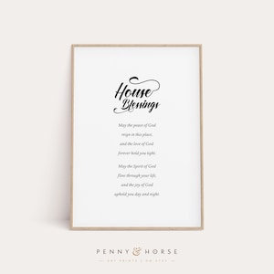 House Blessings Printable Art, Home Blessing Print, Peace Spirit Poem Wall Art, Housewarming, New Home, Christian Home Decor, Printable Gift