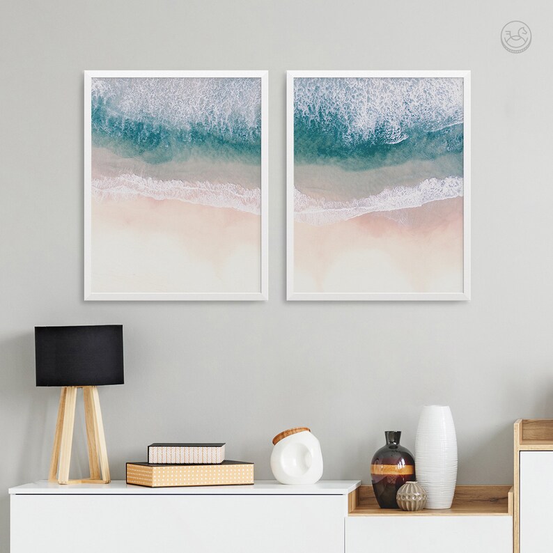 Beach Art Print Waves Beach Coastal Wall Decor Digital Etsy