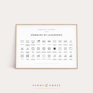 Spanish Laundry Room Symbols Print, Símbolos de Lavandería, Laundry Wall Decor, Laundry Room Signs, Laundry Room Art, Printable Art