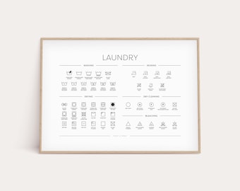 Laundry Room Symbols Guide, Printable Minimal Wall Art, Laundry Art, Laundry Room Sign, Laundry Symbols, Laundry Room Decor, Wash, Dry, Iron