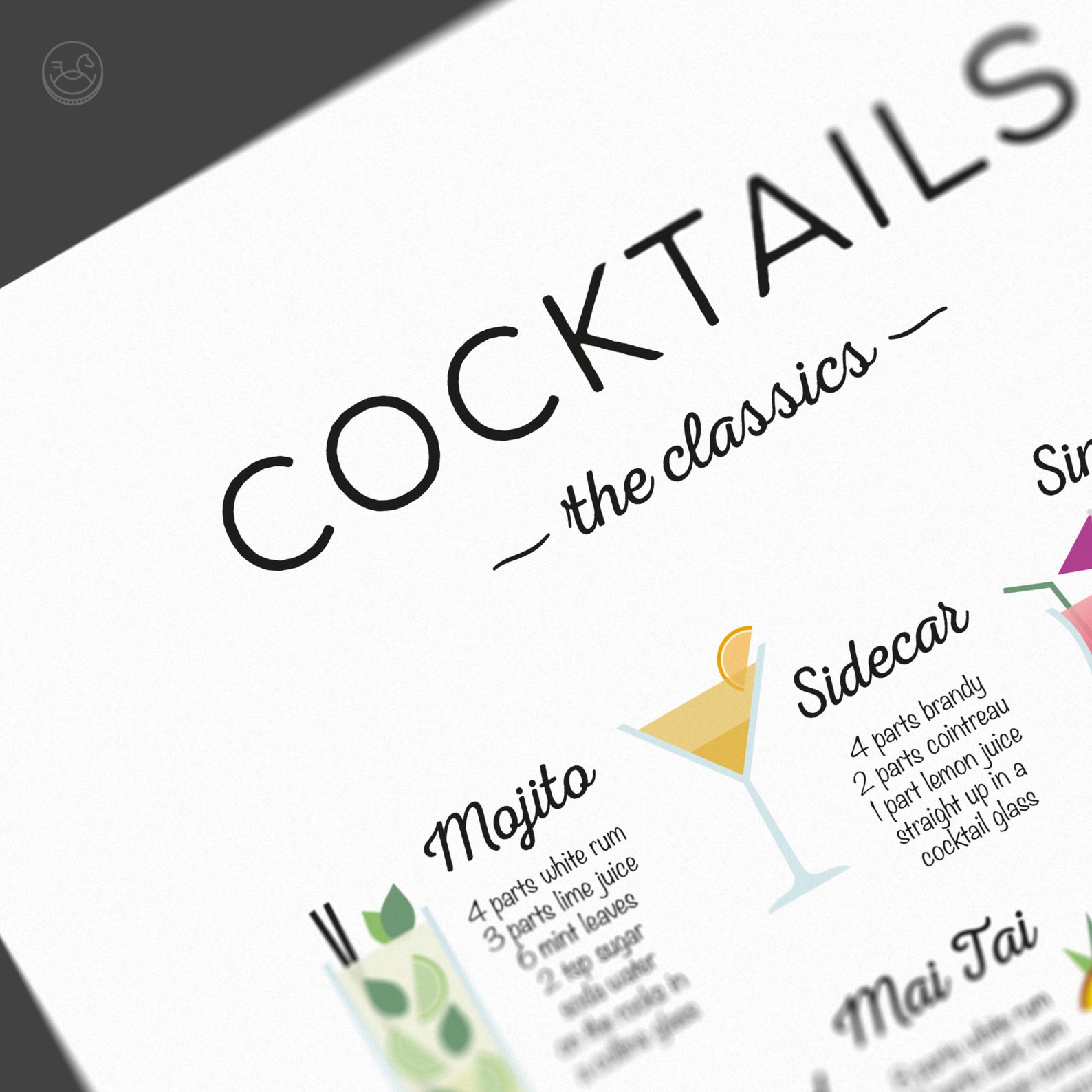 Cocktails 'the Classics' Recipe Print Cocktail Print - Etsy