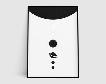 Solar System Minimalist Print, Planet Wall Art, Graphic Art Print, Wall Decor, Digital Download, Celestial Decor, Astronomy, Printable Art