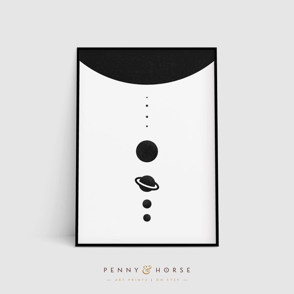 Solar System Minimalist Print, Planet Wall Art, Graphic Art Print, Wall Decor, Digital Download, Celestial Decor, Astronomy, Printable Art