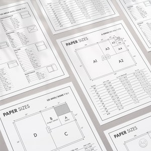 Feuilles PDF de référence de format de papier, Formats d’enveloppe en papier courants, ISO 216 269, Lettre États-Unis / Canada, Ansi, Arch, Papeterie, Téléchargement numérique