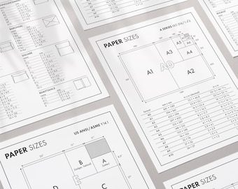 May include: A chart showing the standard paper sizes in inches and millimeters. The chart includes the US ANSI/ASME Y14.1 standard paper sizes and the A series ISO 216/1/2 standard paper sizes.