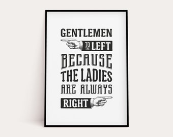 Bathroom Sign Printable, Funny Wall Art, Gentlemen And Ladies, Bathroom Art, Funny Bathroom Sign, Bathroom Wall Decor, WC Sign