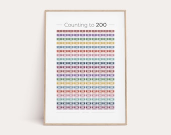 Count to 200 Kids Educational Art, Learn to Count, Numbers 1-200, Counting Aid, Kids Wall Art, Nursery Print, Teacher Classroom, Digital Art