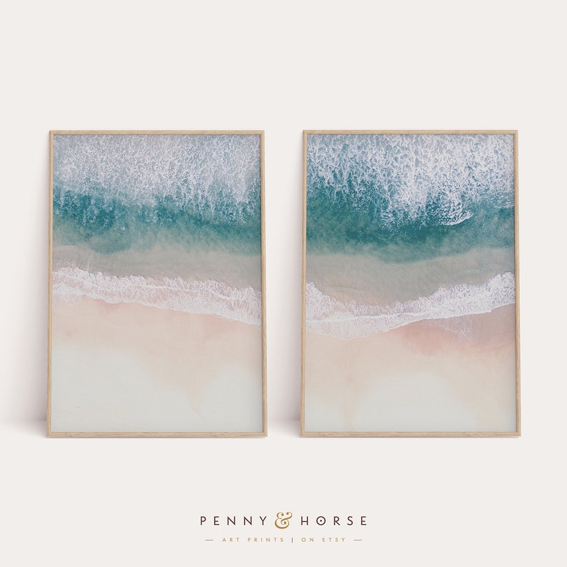 Beach Art Print Waves Beach Coastal Wall Decor Digital Etsy