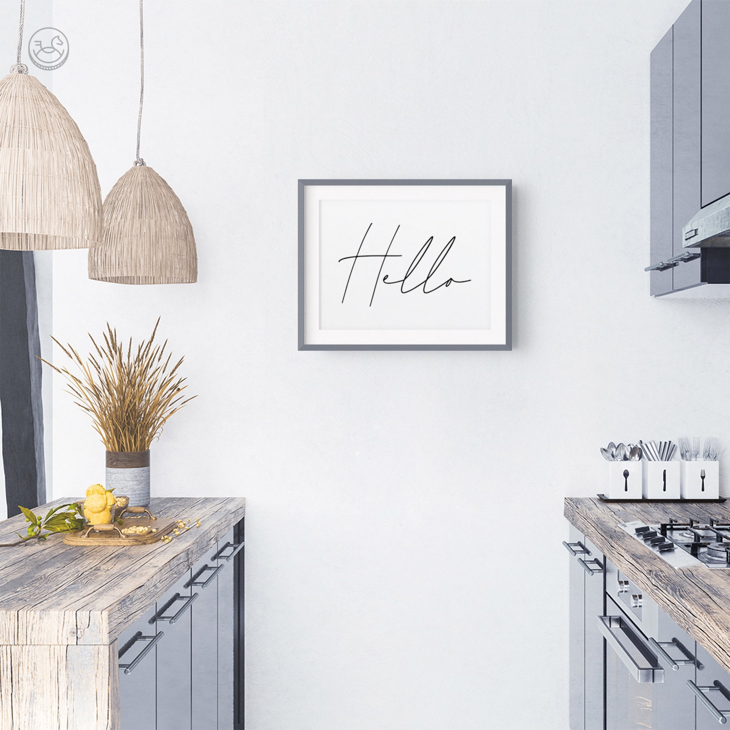 Hello Modern Art Print Printable Art Minimalist Typography | Etsy