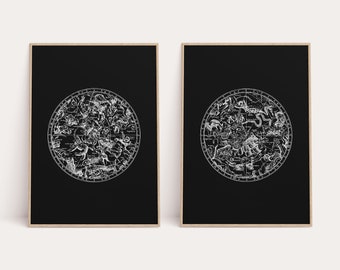Vintage Constellation Print Set: Astronomie Dekor (Digitaler Download)