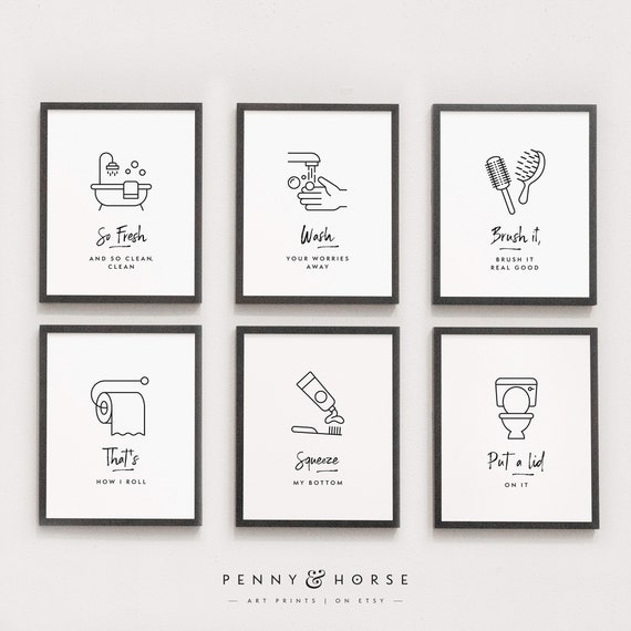 Bathroom Prints Wall Art Poster Funny Humour Home Toilet Pictures Modern  Minimal