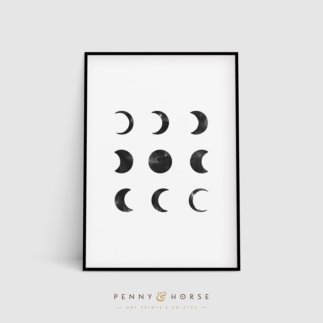 Moon Phases Wall Art, Moon Phases Print, Moon Poster, Moon Phase Wall Art, Moon Phase