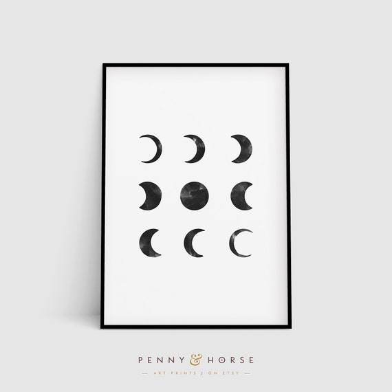 Moon Phases Wall Art, Moon Phases Print, Moon Poster, Moon Phase Wall Art, Moon Phase, Minimalist, Abstract, Design, Printable Home Decor
