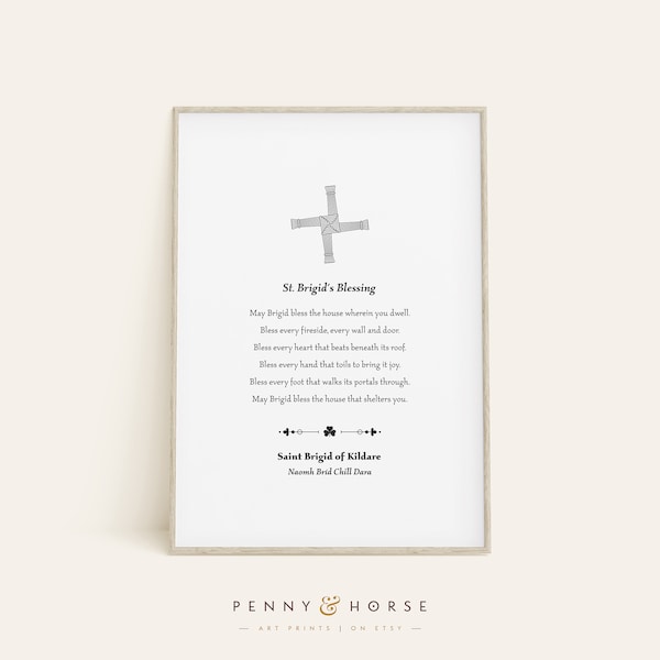 St Brigid's Blessing, Irish Home Blessing Print, Irish House Prayer Art, St Brigit Cross, Celtic Quote, Printable Gift, Irish Wall Decor