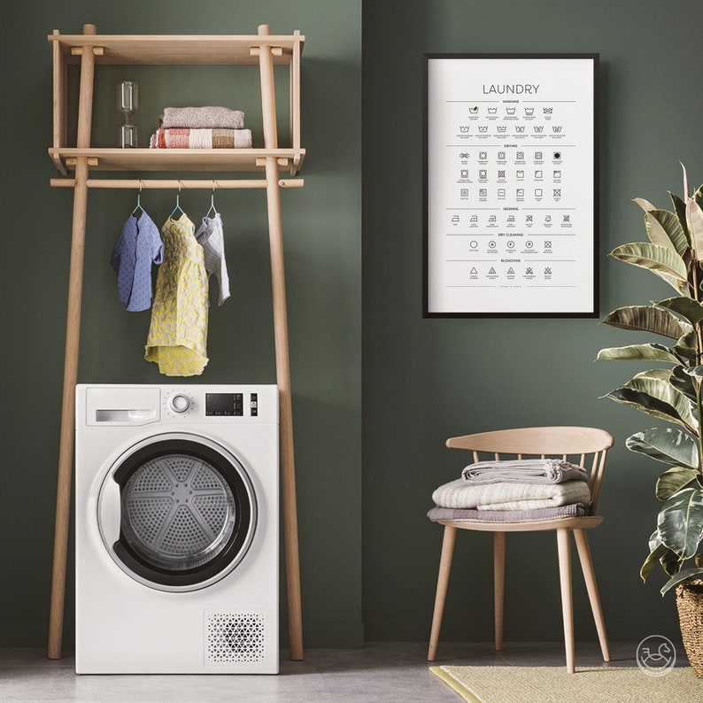 Laundry Room Symbols Guide, Printable Minimal Wall Art, Laundry Art ...