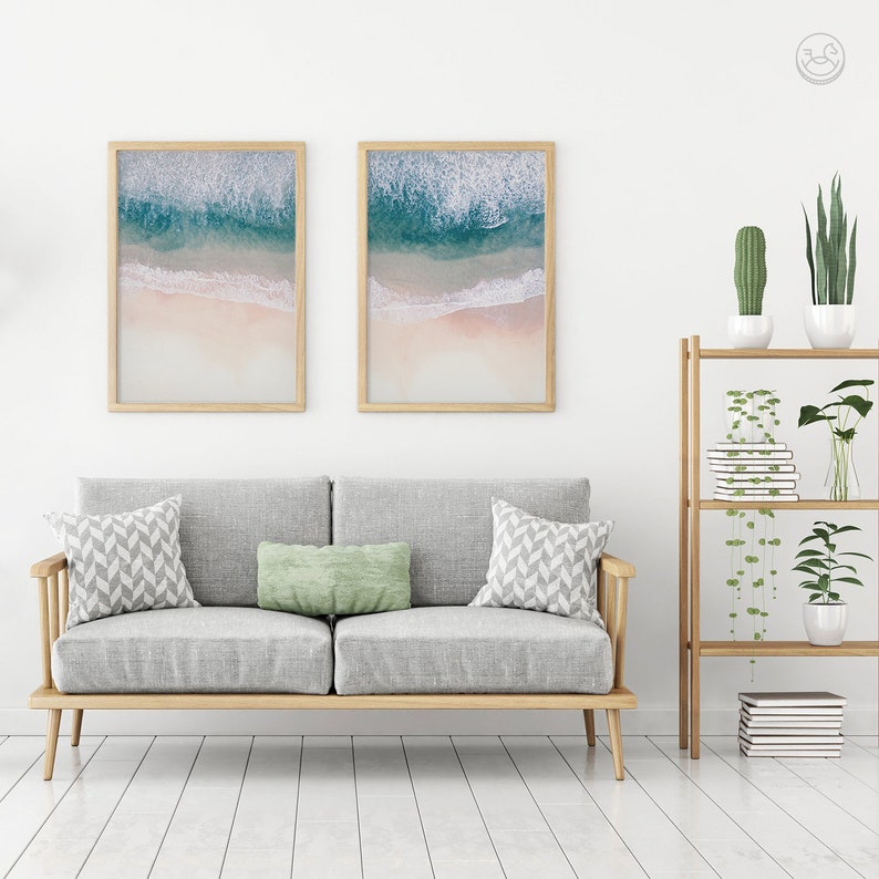 Beach Art Print Waves Beach Coastal Wall Decor Digital Etsy