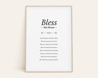 Bless This House Print, Home Blessing Sign, Blessing Poem, Quote Art, Prayer Wall Art, Home Decor, Housewarming, New Home Gift, Printable