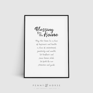 Bless Your Home Script Print, New Home Blessing Sign, Modern Quote Wall Art, Housewarming Gift, Blessing Poem, Home Decor, Printable Gift