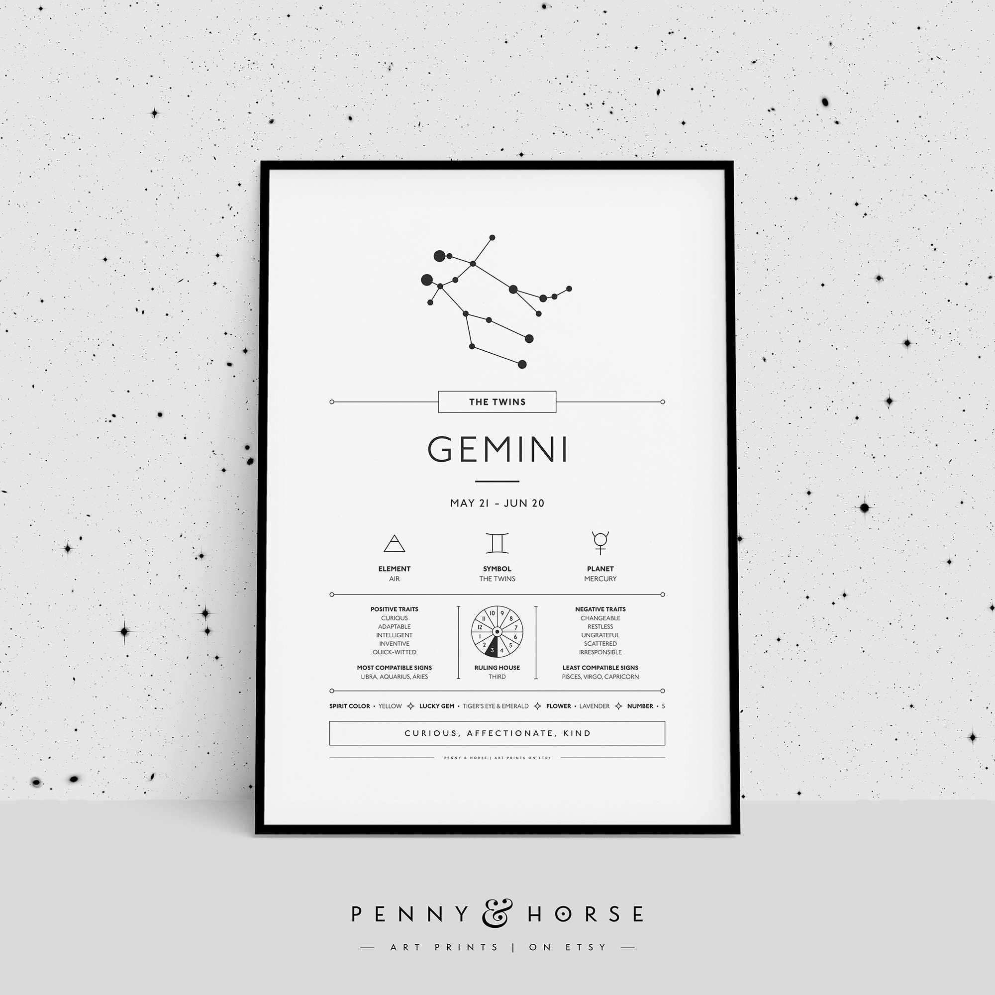 Gemini Zodiac Print Zodiac Gift Gemini Printable Zodiac Art Etsy