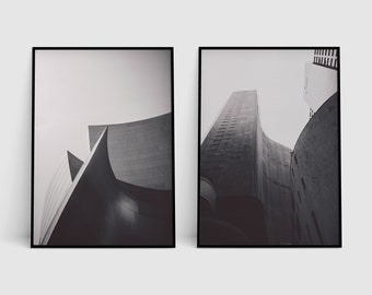 Cartel de la arquitectura, impresión abstracta en blanco y negro, impresiones de arte de pared grande, impresiones descargables, arte de pared imprimible, conjunto de póster imprimible