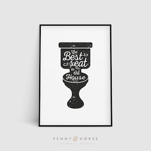 Funny Bathroom Print, Digital Printable Art, Best Seat in the House, Bathroom Art, Kids Bathroom Decor, Wall Decor, Fun Bathroom Decor, Art