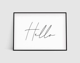 Hallo Modern Art Print, Printable Art, Minimalist Typography Print, Entry Way Decor, Nursery Print, Scandinavian Wall Art, Typography Poster
