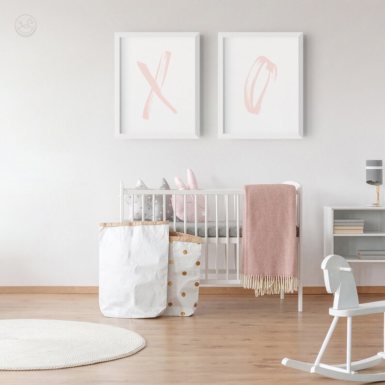 XO Print Set Pink Nursery Wall Art Girls Room Decor Digital Etsy