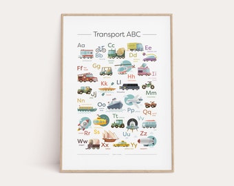 Transport Alphabet Print, Alphabet Wall Art, Vehicle Print, Transport Poster, Printable Alphabet, Playroom Wall Art, Printable Kids, Nursery