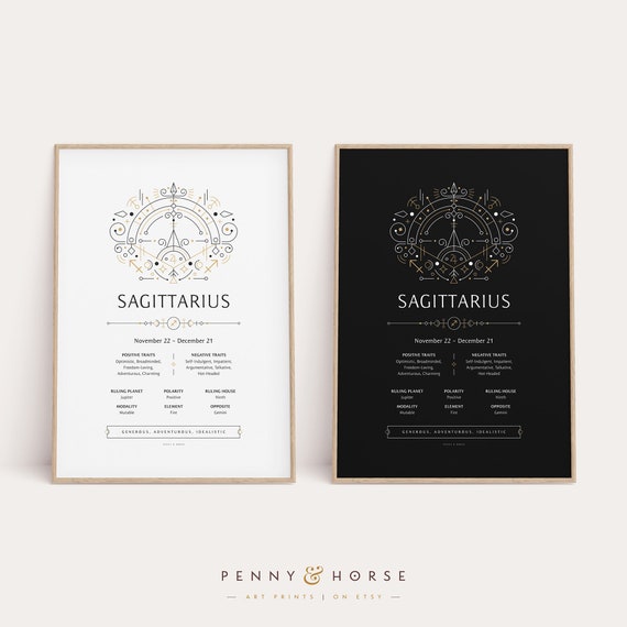 Sagittarius Ornate Zodiac Print, Sagittarius Zodiac Gift, Zodiac Art Print, Zodiac Wall Decor, Zodiac Explained, Astrology Digital Print