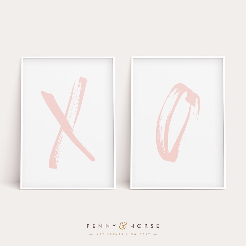 XO Print Set Pink Nursery Wall Art Girls Room Decor Digital Etsy