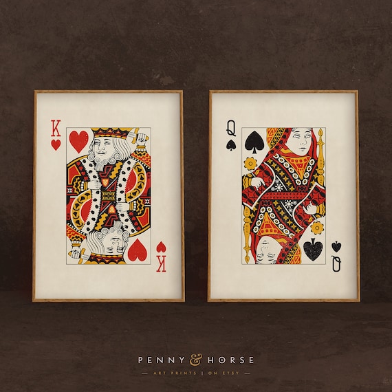 King / Queen Playing Card Set His & Hers Wall Art Vintage Etsy Australia