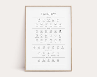 Laundry Room Symbols Guide, Printable Minimal Wall Art, Laundry Art, Laundry Room Sign, Laundry Symbols, Laundry Room Decor, Wash, Dry, Iron