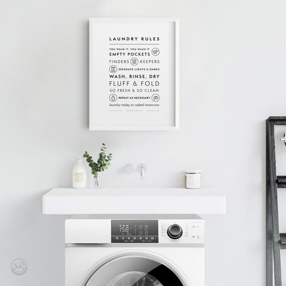 Laundry Rules Printable Art Digital Download Laundry Wall Decor Laundry Room Signs Laundry Symbols Laundry Room Art Instant Download