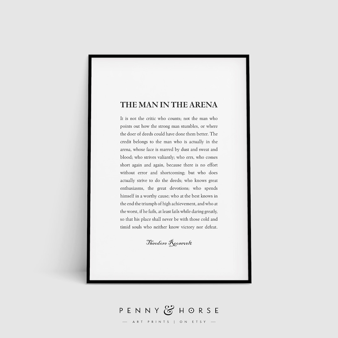 The Man in the Arena Printable Art, Theodore Roosevelt Inspirational ...