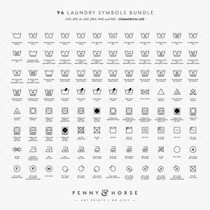 Laundry Symbols SVG Vector Bundle, Wash Label Icons svg, Laundry Icons svg, Washing Guide, Laundry Guide, svg, eps, png, Commercial License