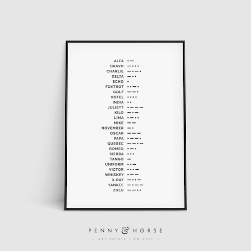phonetic alphabet morse code art print nato international etsy