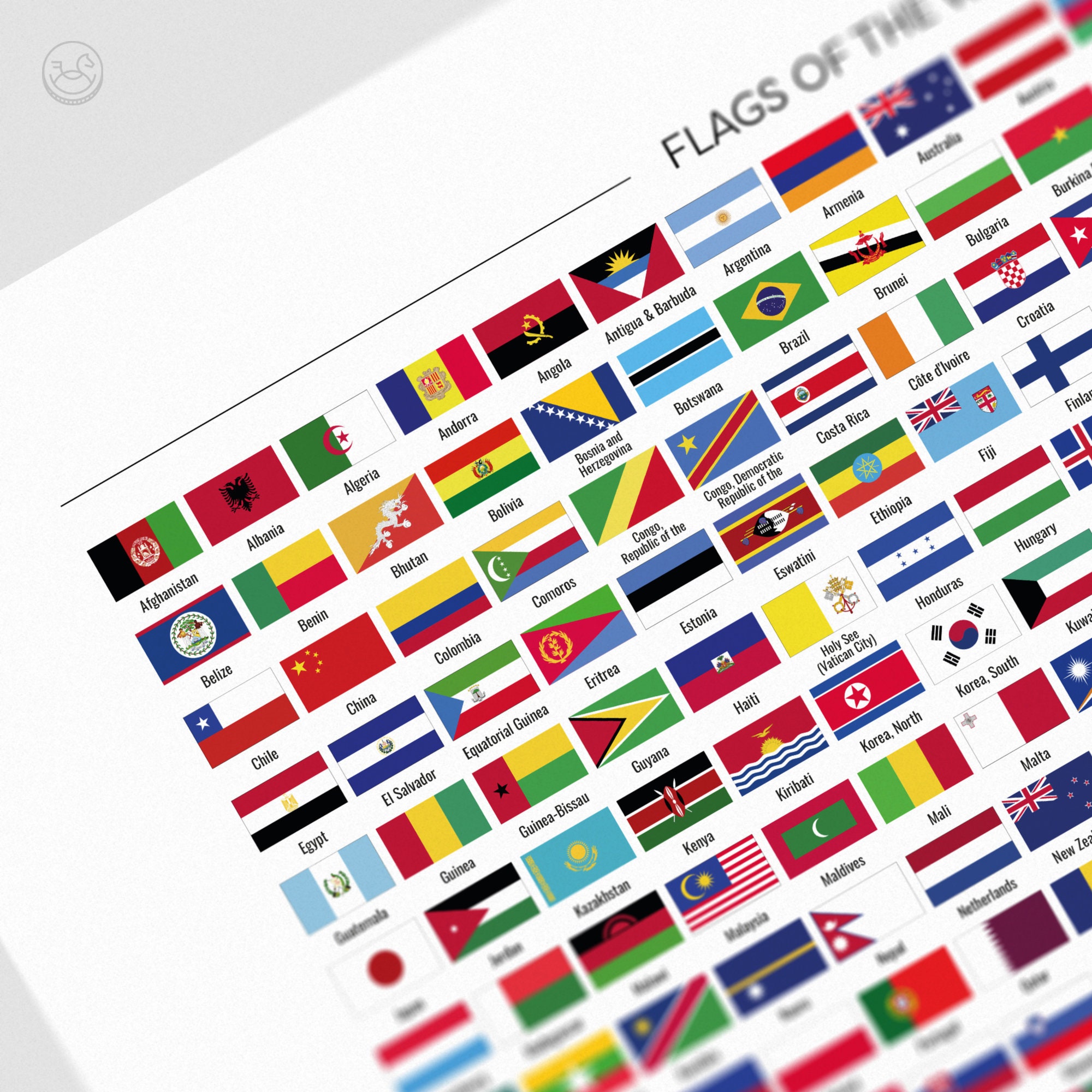 Flags of the World Poster Educational Wall Art Countries Etsy Australia