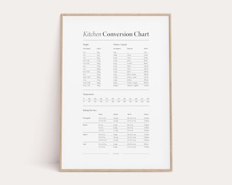 Komplette Küche Umwandlungstabelle, Elegante Küchen Dekor, Back Spickzettel, Printable Kitchen Guide, Küche Wand Dekor, Instant Download