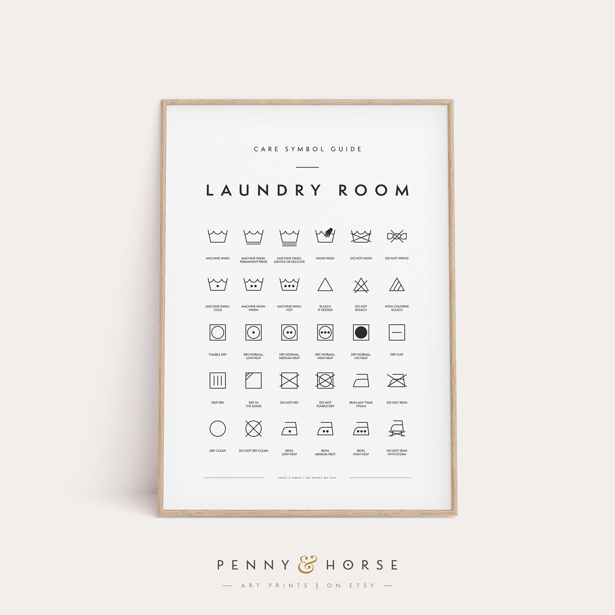 Printable Laundry Symbols Laundry Guide Printable Laundry Room Art